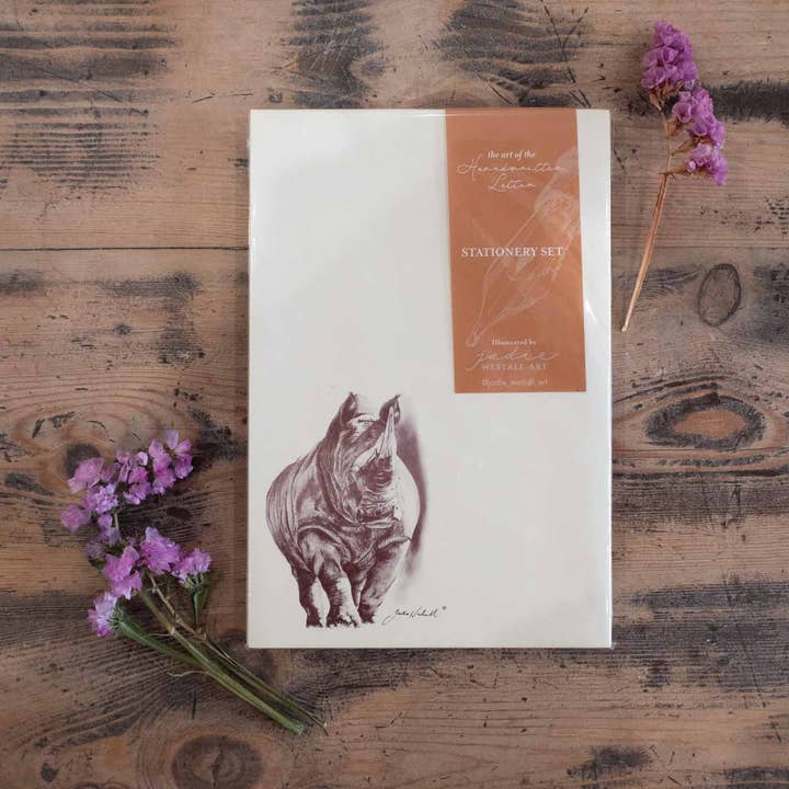 Rhino - Artist 20 Sheet Stationery Set for wholesale by Jodie Westall Art