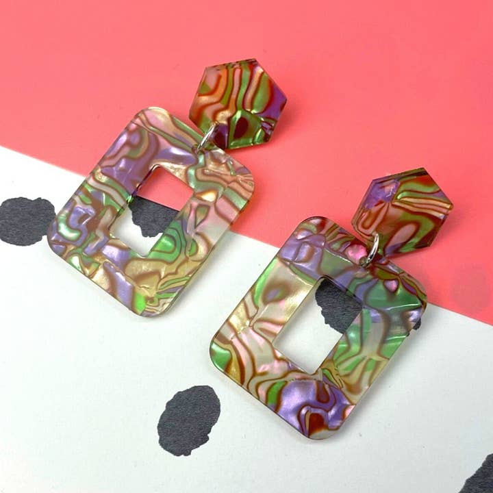 Guldskal Rektangel Drop Ørestikker for engroshandel hos Plastic Moon