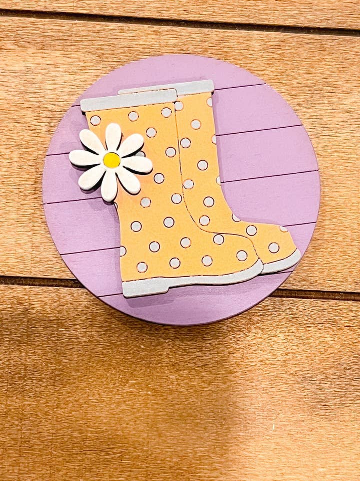 Rainboots Insert for Interchangeable Seasonal Sign | Interchangeable Hanging Sign | Seasonal Decor | Spring Decor for wholesale by Hollow Grove Designs