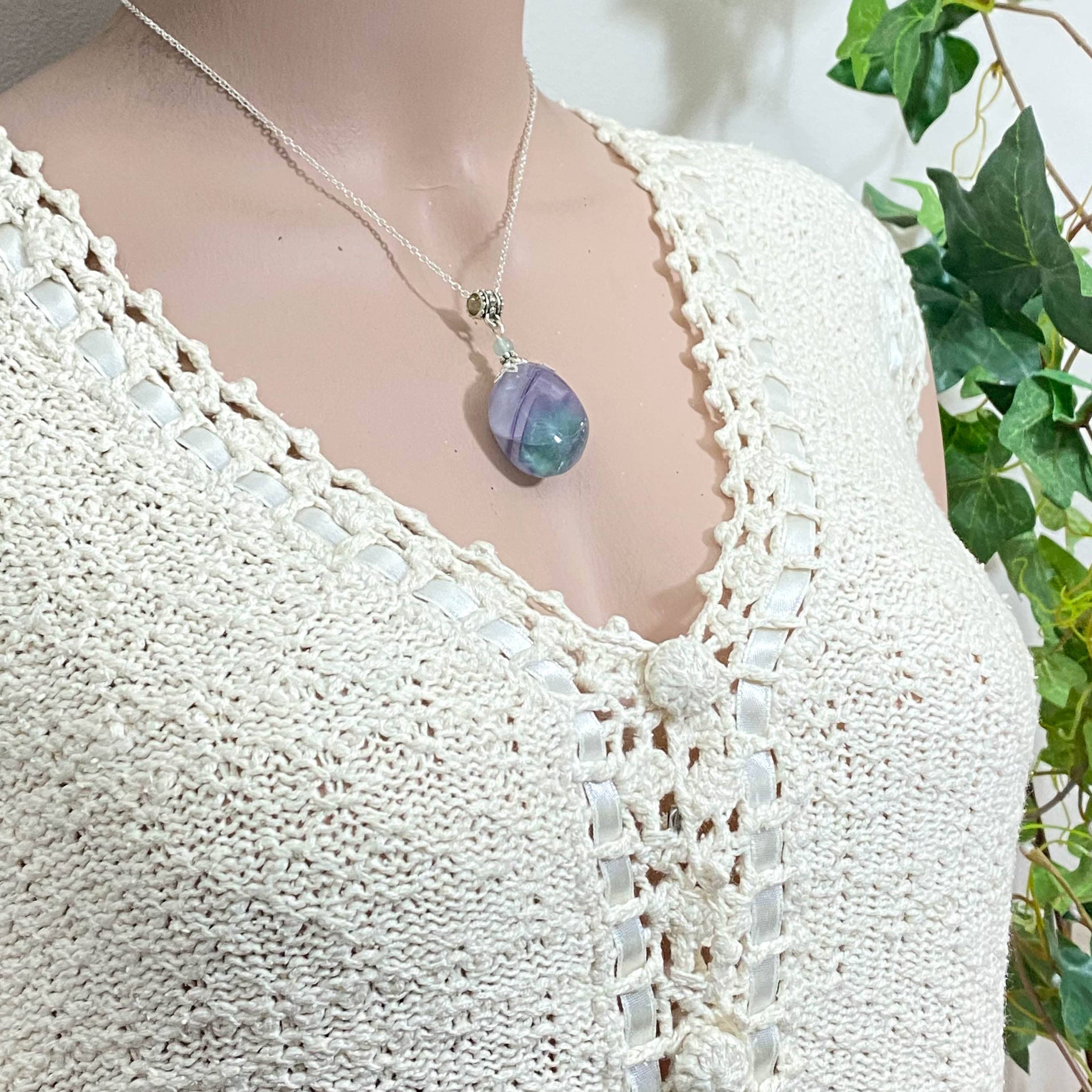 Glorious Healing Crystals - Wholesale Pendant/Charm Necklace - Rainbow Fluorite Pendant / Inner Wisdom Necklace1