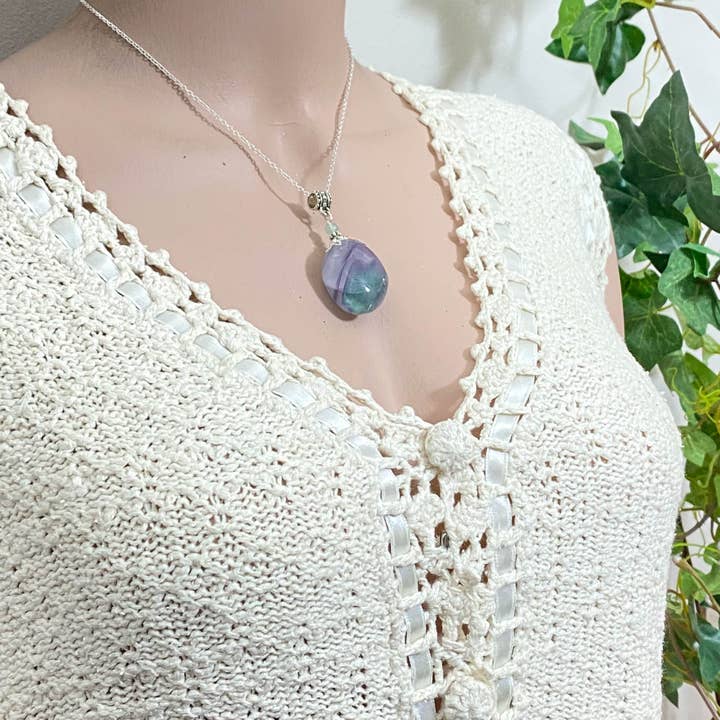 Glorious Healing Crystals - Wholesale Pendant/charm necklace - Rainbow Fluorite Pendant / Inner Wisdom Necklace1