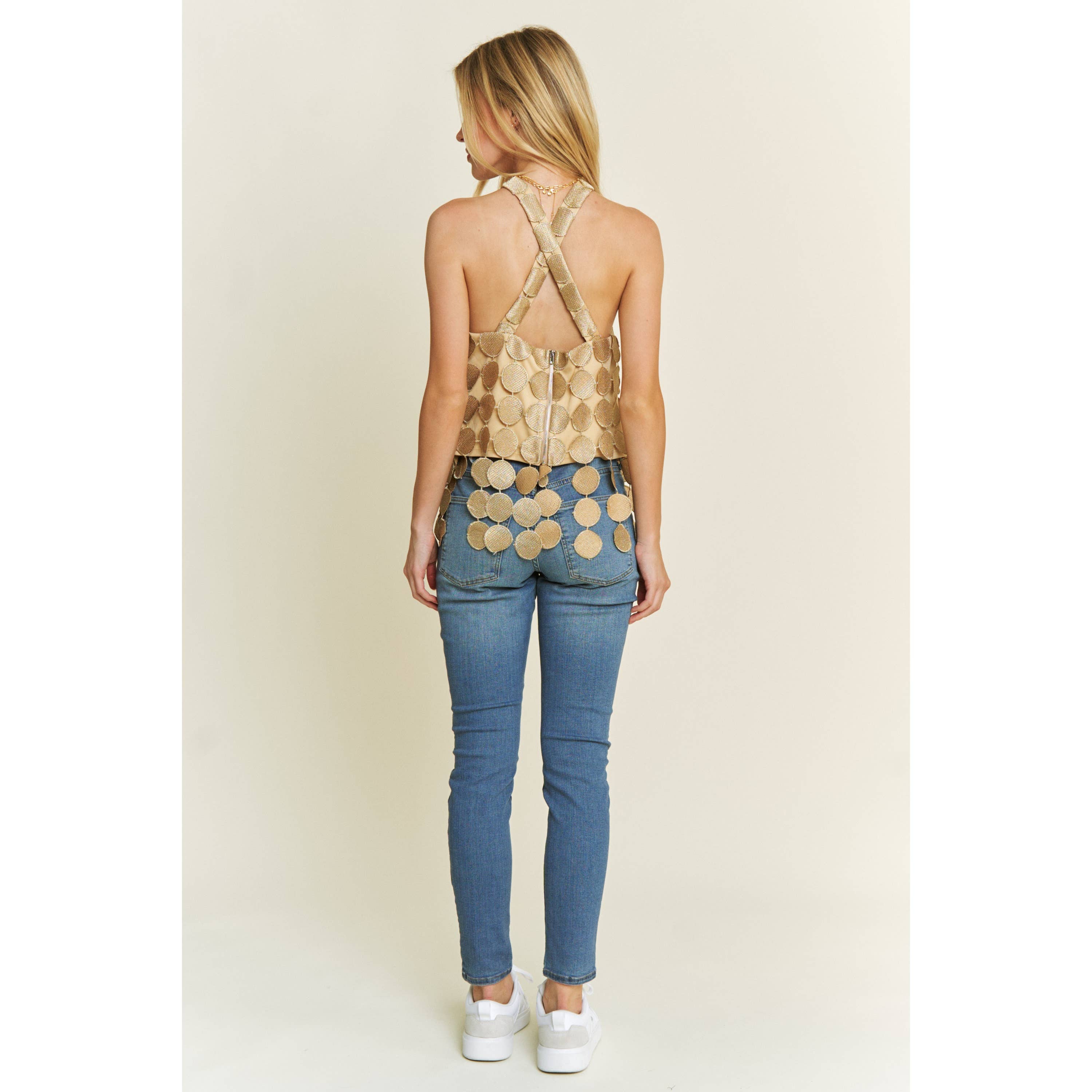Sweet Generis - Wholesale Tanktop - Dames - Vintage cropped haltertop met circulaire haakwerk en franjes13
