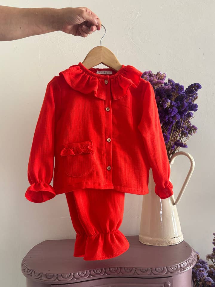 Red Muslin Pajamas for wholesale by Maria Jasmim Baby & Child