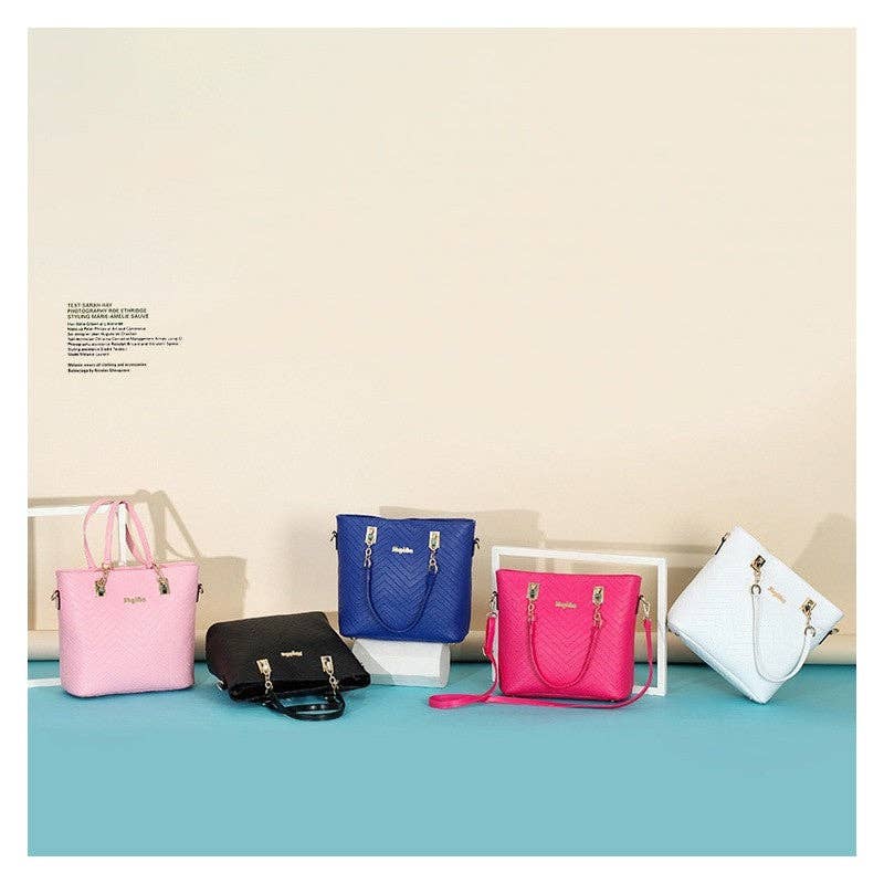 ShieldChic – wholesale Väska med handtag – Dam – 6-Piece Solid färg präglade handväska Set9