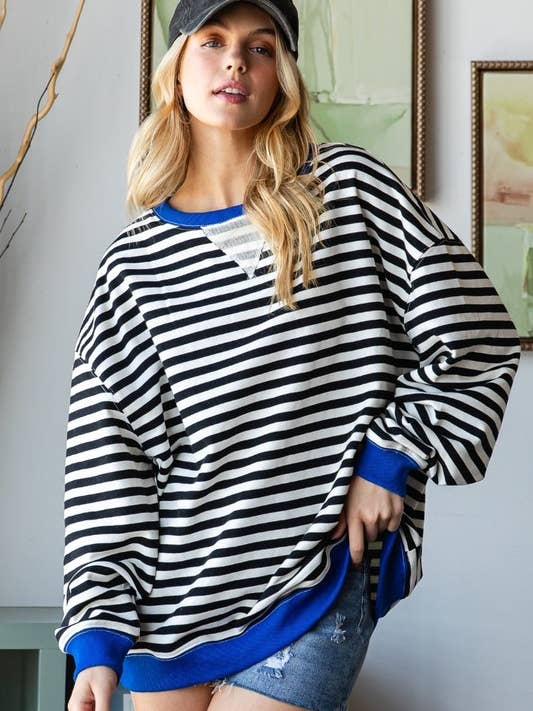 Oversize Striped Top for wholesale by Pink Irene Wholesale
