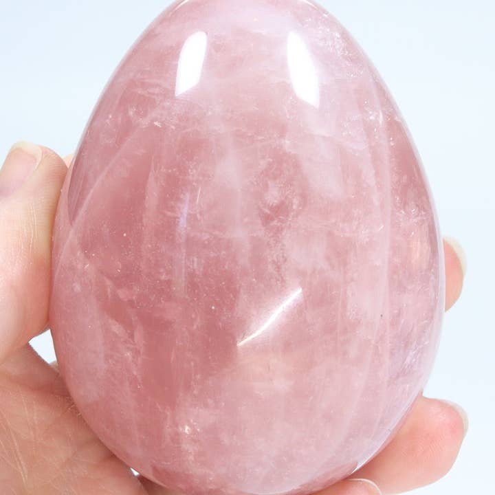 Crystal River Gems LLC - Wholesale Spiritual Stone/Crystal - Qty 1 - Madagascar "Top Red" Rose Quartz Gemstone Eggs 50-60mm
