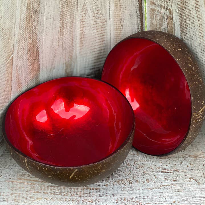 VIE - Wholesale Decorative Plate/Dish/Bowl - Hand-Painted Coconut Bowls, Lacquered, Set of 214