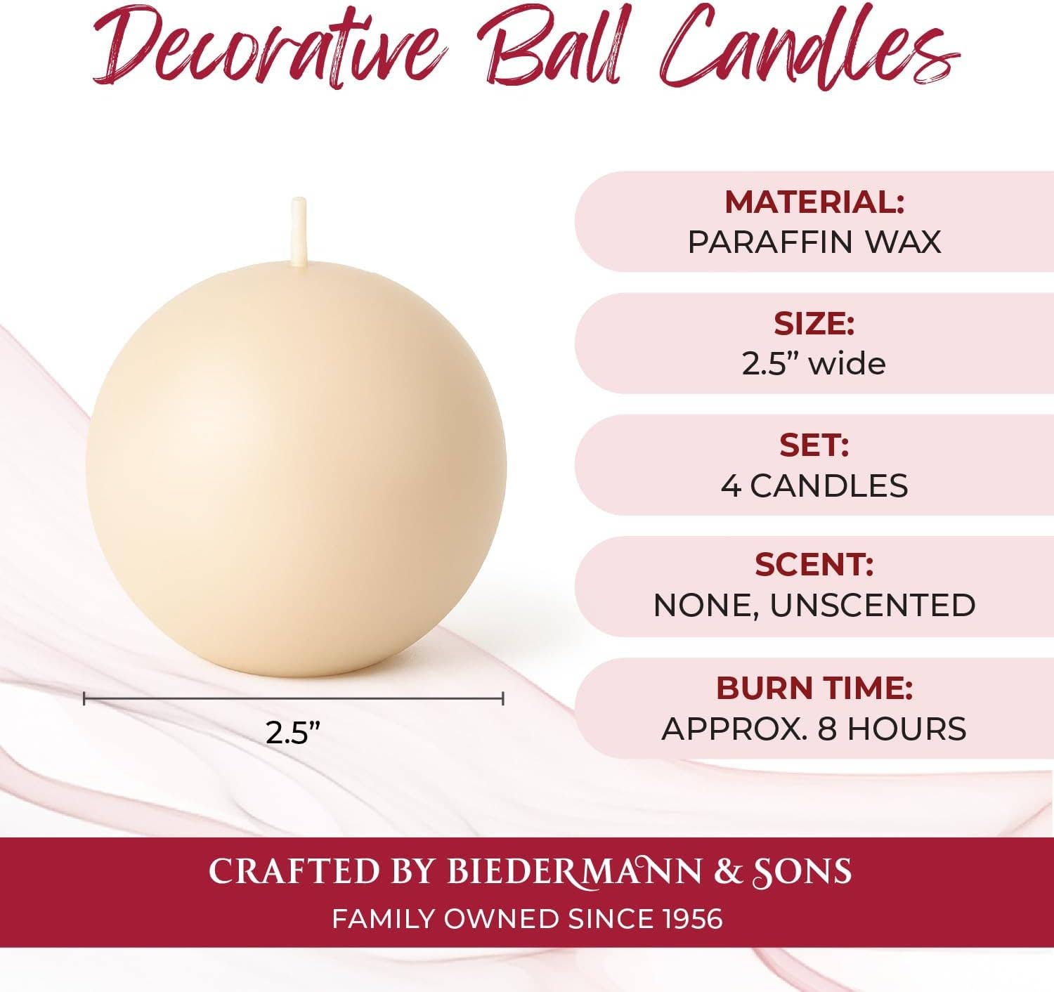 Biedermann & Sons – wholesale Novelty candle – Champagne Ball Candles, 2.5" Diameter, Burns 8 Hours1