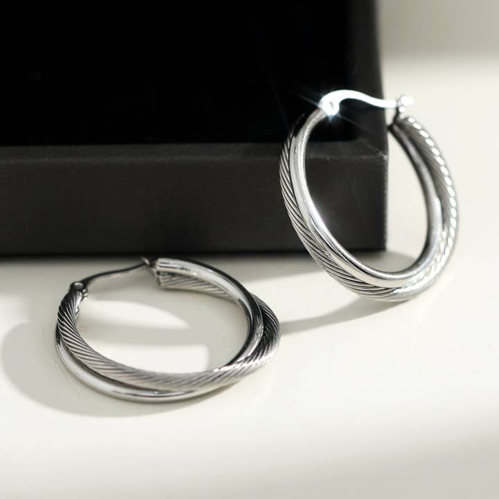 HACKNEY NINE – wholesale – SAJAN Double Hoop Silver Earrings10