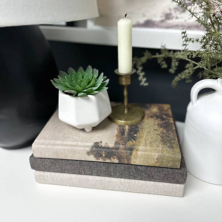 The House of Elements - Wholesale Decorative Tabletop Object - Fabric Wrapped Decorative Book with Motif Design-Shelf Decor4