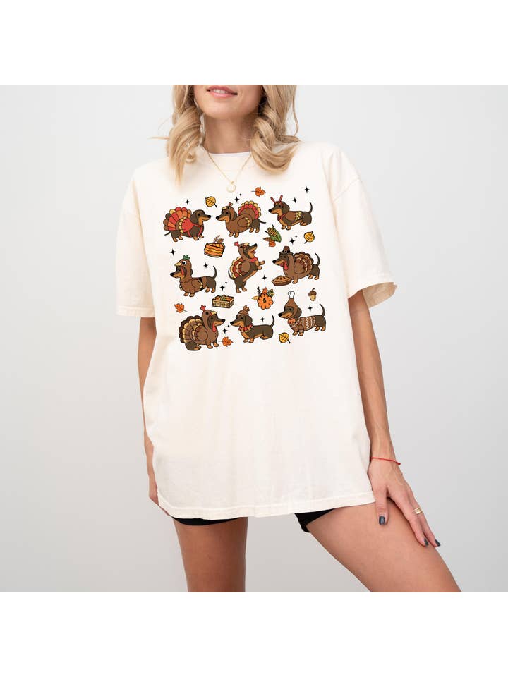 NVC Ecommerce LLC - Wholesale T-Shirt (Graphic) - Women's - Thanksgiving Dachshund Shirt, Turkey Wiener Dog Sweatshirt