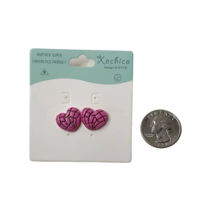 Xochico - Wholesale Stud/Post Earrings - Pan Dulce Concha Heart Stud Earrings2