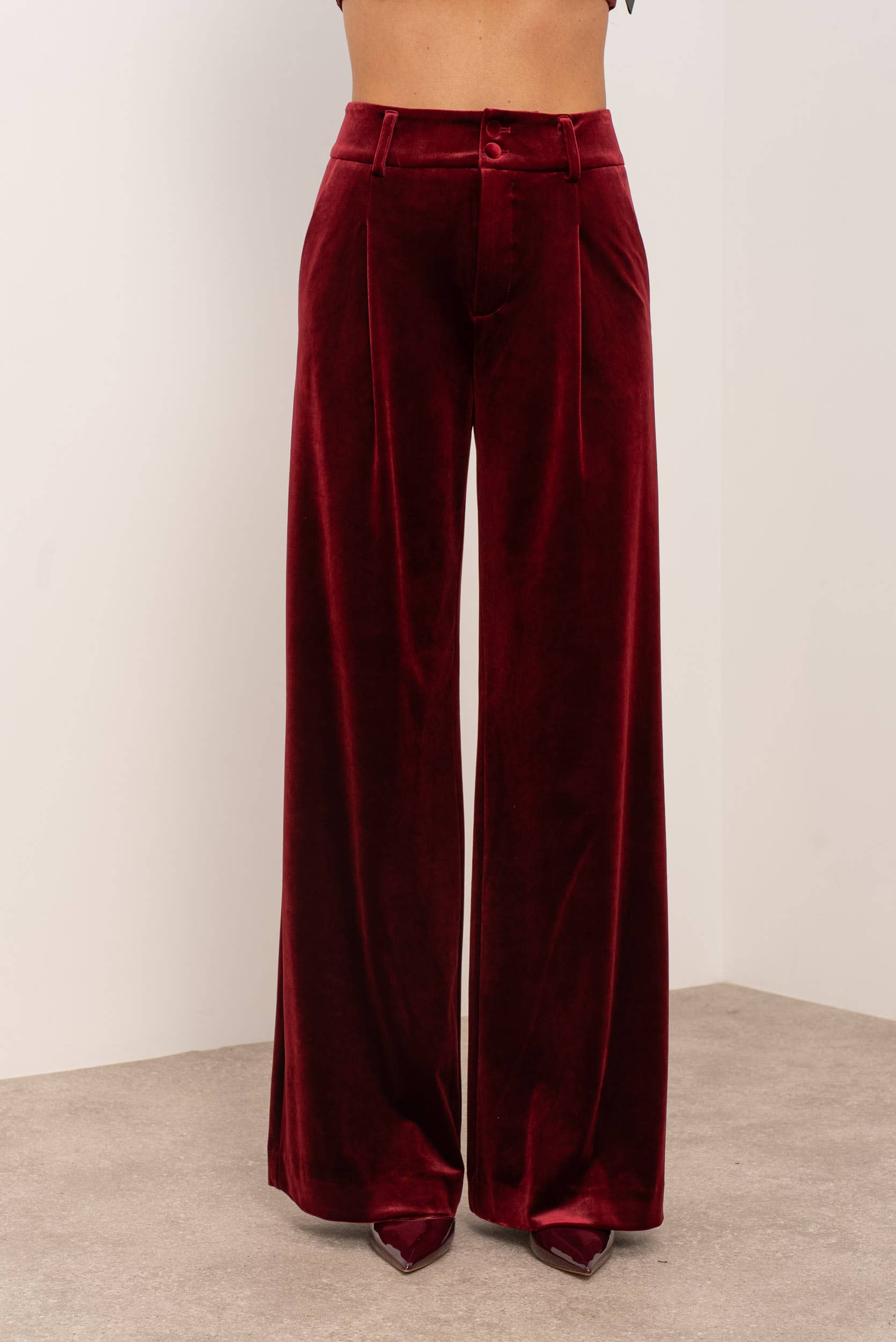 Attentif Paris - Wholesale Pants - Women's - Wide velvet and fluid pants with double button25