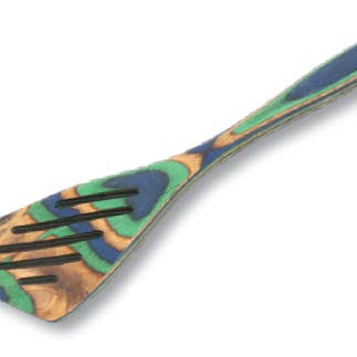 8" Peacock Pakka Mini Slotted Spatula for wholesale by Island Bamboo