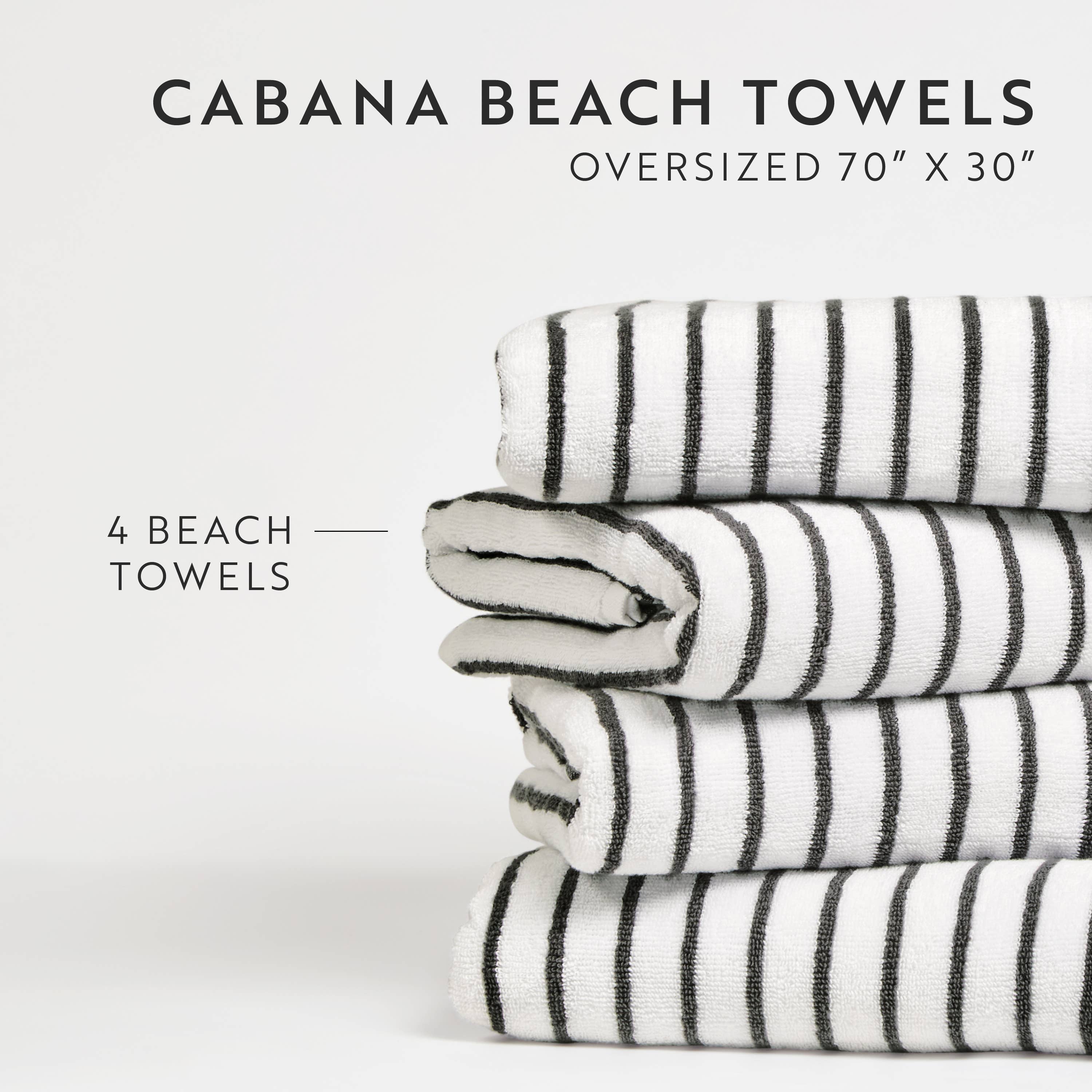 ienjoy Home - Wholesale Beach Towel - Cabana Stripe Beach Pool Towel 4pk - 100% Ring Spun Cotton3