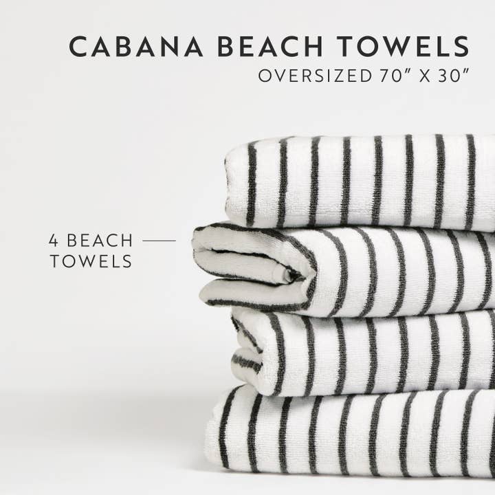 ienjoy Home - Wholesale Beach Towel - Cabana Stripe Beach Pool Towel 4pk - 100% Ring Spun Cotton3
