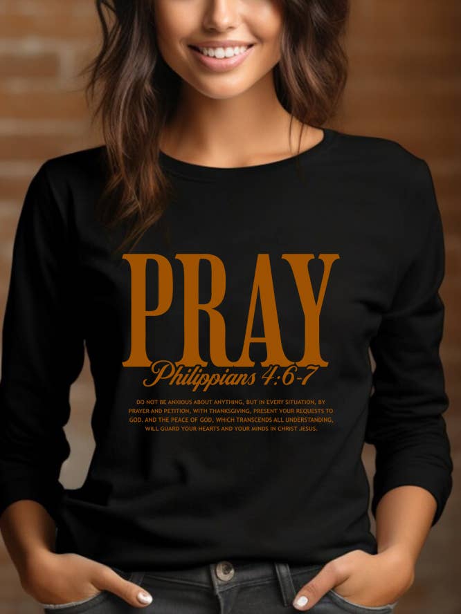 Pray Philippians 4 6 Long Sleeve Tee for wholesale by Top Avenue