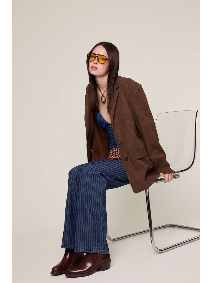 Sky to Moon - Wholesale Jacket - Women's - VINTAGE BROWN DOUBLE BUTTONS OVERSIZED JACKET9