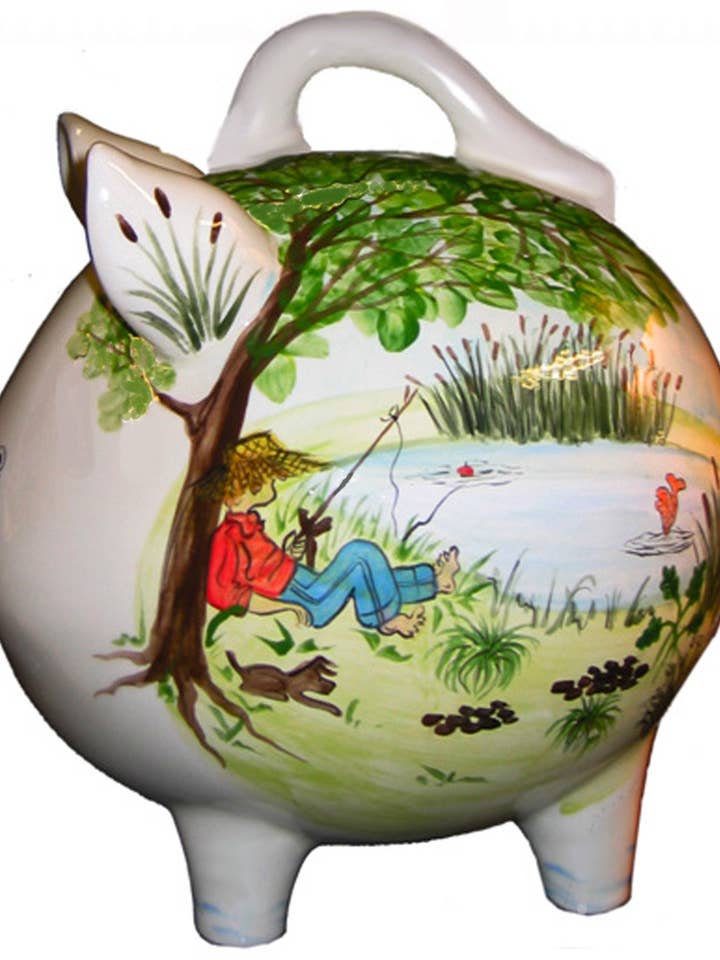 Gone Fishing Piggy Bank for wholesale by PiggyBank Express
