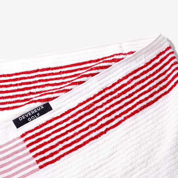 White Red Player Golf Towel for wholesale on Faire1