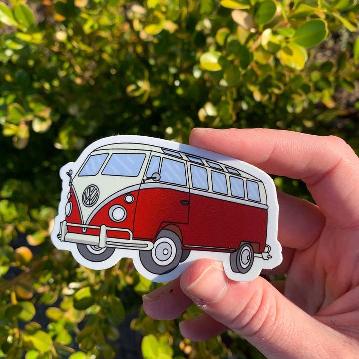 Extremely Retro - Venta al por mayor Pegatina - Adhesivo VW Bus vintage en rojo para Volkswagen, vehículo clásico