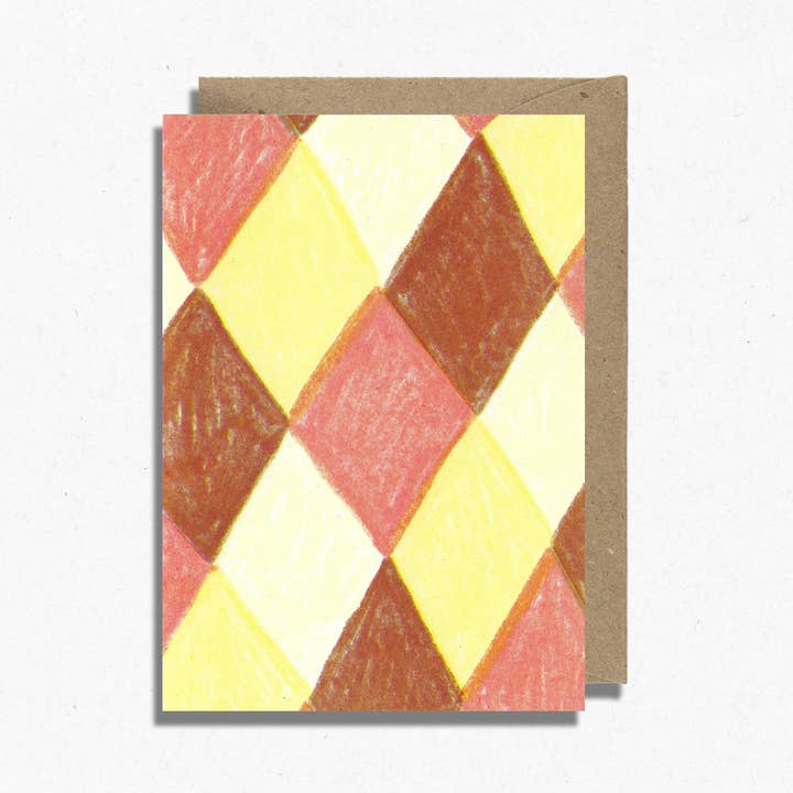 Diamond Card | Risograph Printed | Harlequin for wholesale by Hot Pink Press