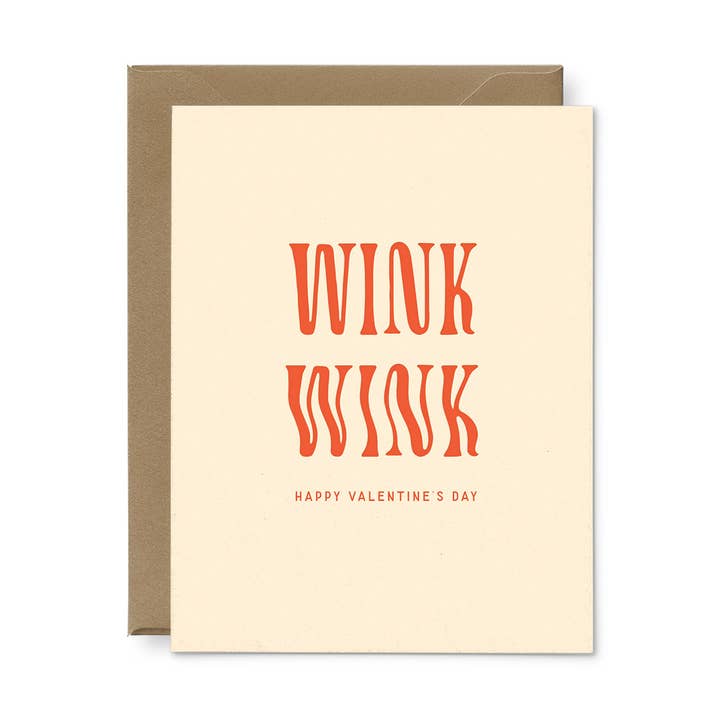 Carte de vœux Wink Wink pour la Saint-Valentin pour la vente par Ruff House Print Shop