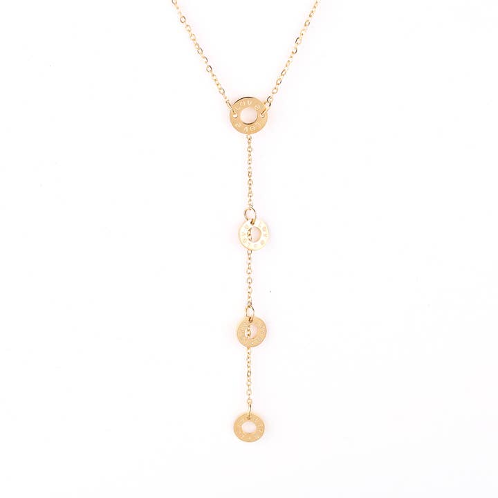 Sølv, guld eller Rose Tone Trendy „Y“ stil halskæde for engroshandel hos United Elegance