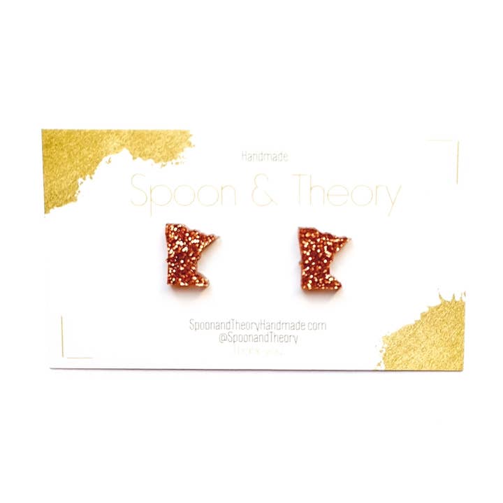 Orecchini MN Scintillanti alla Cannella | Orgoglio della Città Natale Autunno Q4 per la vendita all'ingrosso da parte di Spoon & Theory Handmade