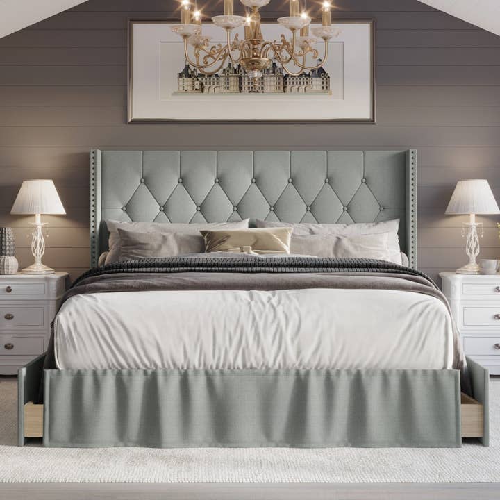 Home Design - Wholesale Bed - Home Design Andrea Upholstered Storage Panel Bed Frame9