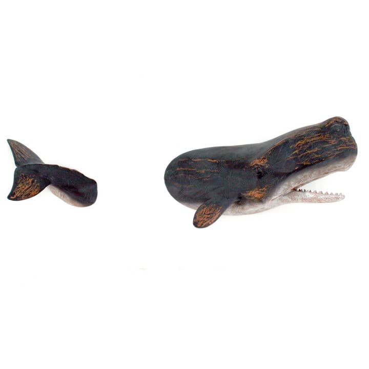 Black Sperm Whale Wall Decor Set of 2 for wholesale by Modern Coastal by Contrast Inc.