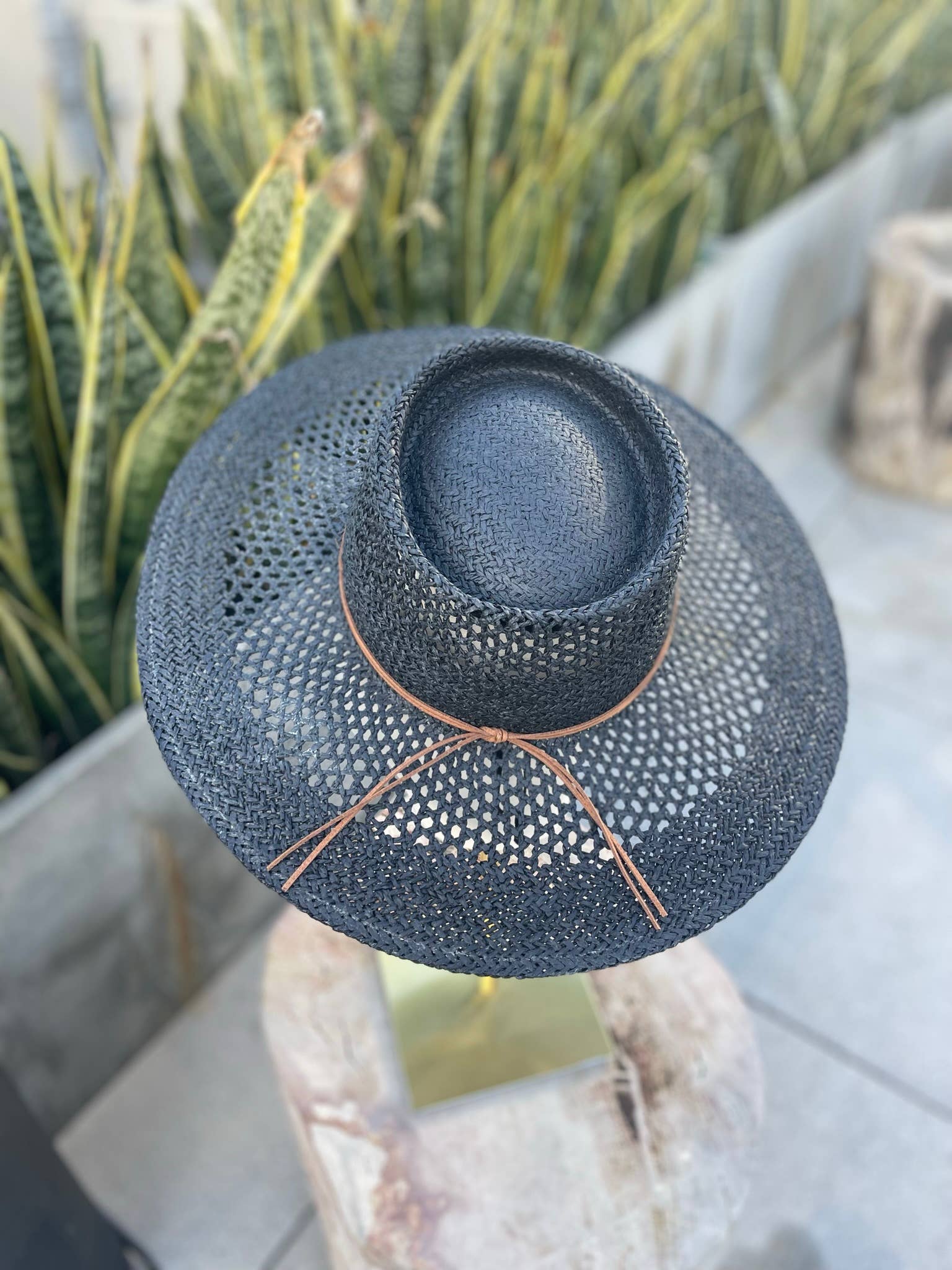 Love and Thyme - Wholesale Straw Hat - Women's - Summer Wide Brim PeekaBoo Weave Gambler Straw Hat5