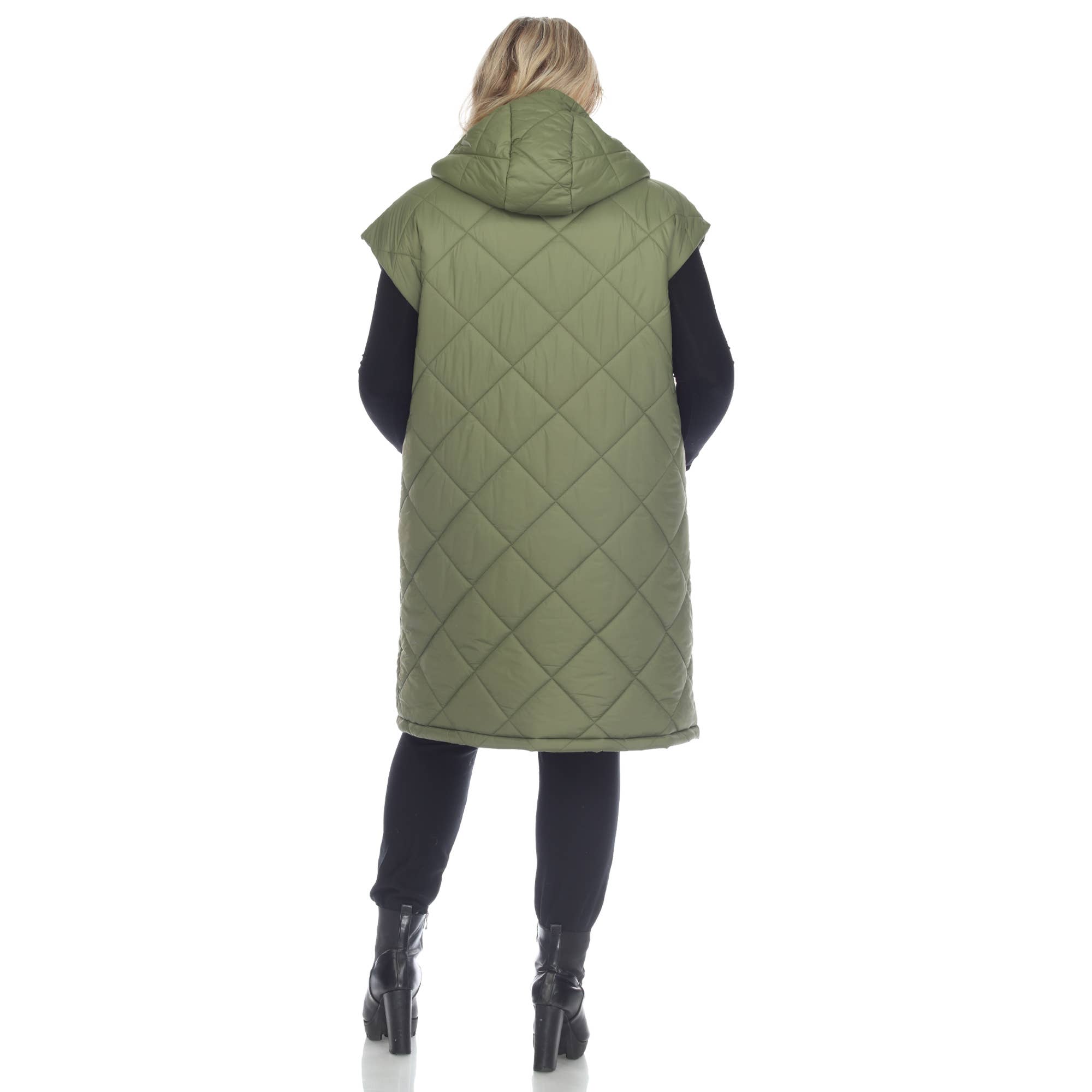 WHITE MARK - Wholesale Outerwear Vest - Women's - Plus Size Diamond Quilted Hooded Puffer Vest9
