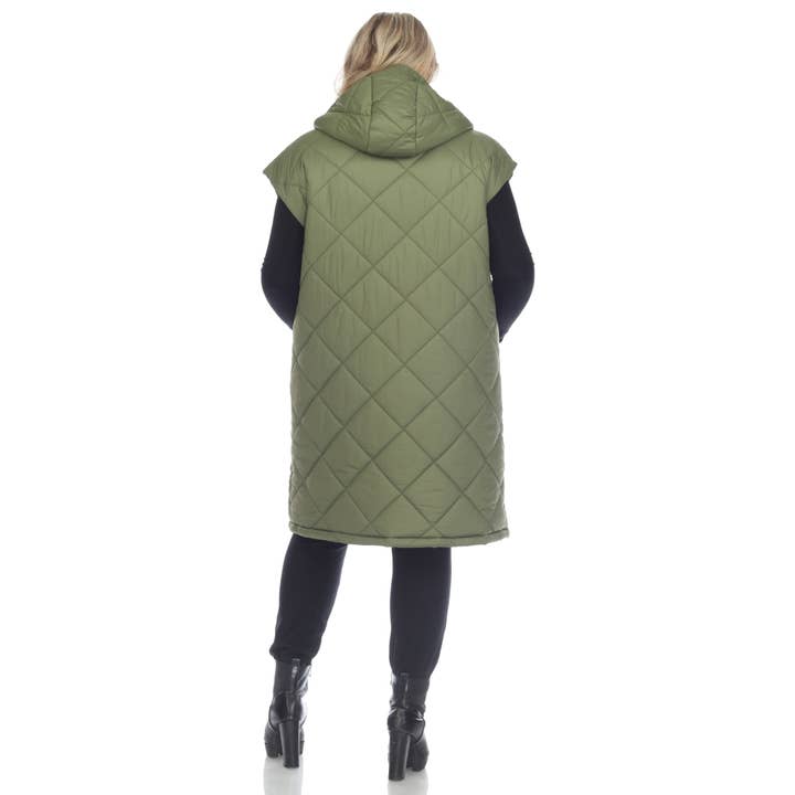 WHITE MARK - Wholesale Outerwear Vest - Women's - Plus Size Diamond Quilted Hooded Puffer Vest9
