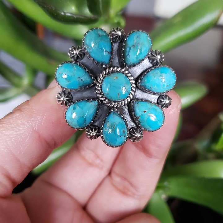 Naturlig blå turkis 925 sterlingsølv ring for engroshandel hos GTG Gems Corp