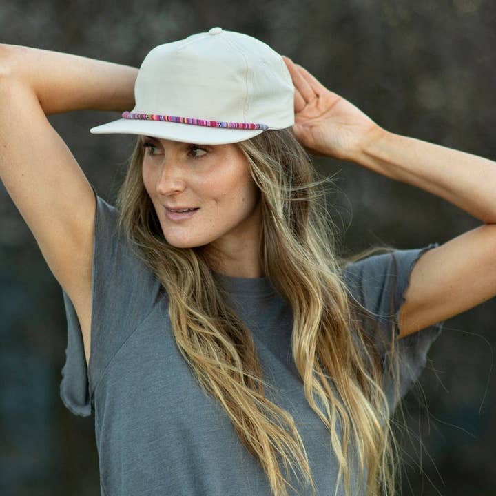 Wild Bills Blanks - Wholesale Flat Brim Cap - Unisex - RIVER | Ivory w/ Fiesta Rope4