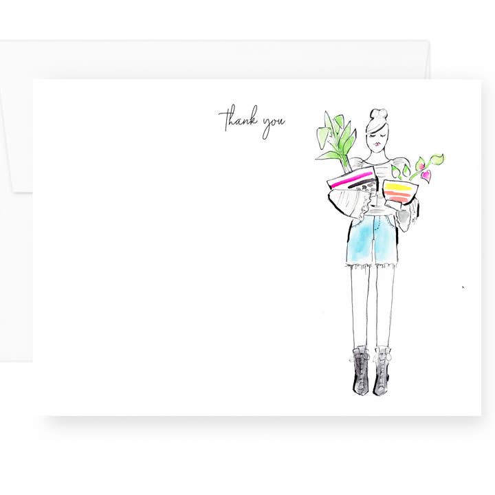 Thank You Plant Lady Flat Note Card Stationery Set (Copy) for wholesale by Lacee Swan