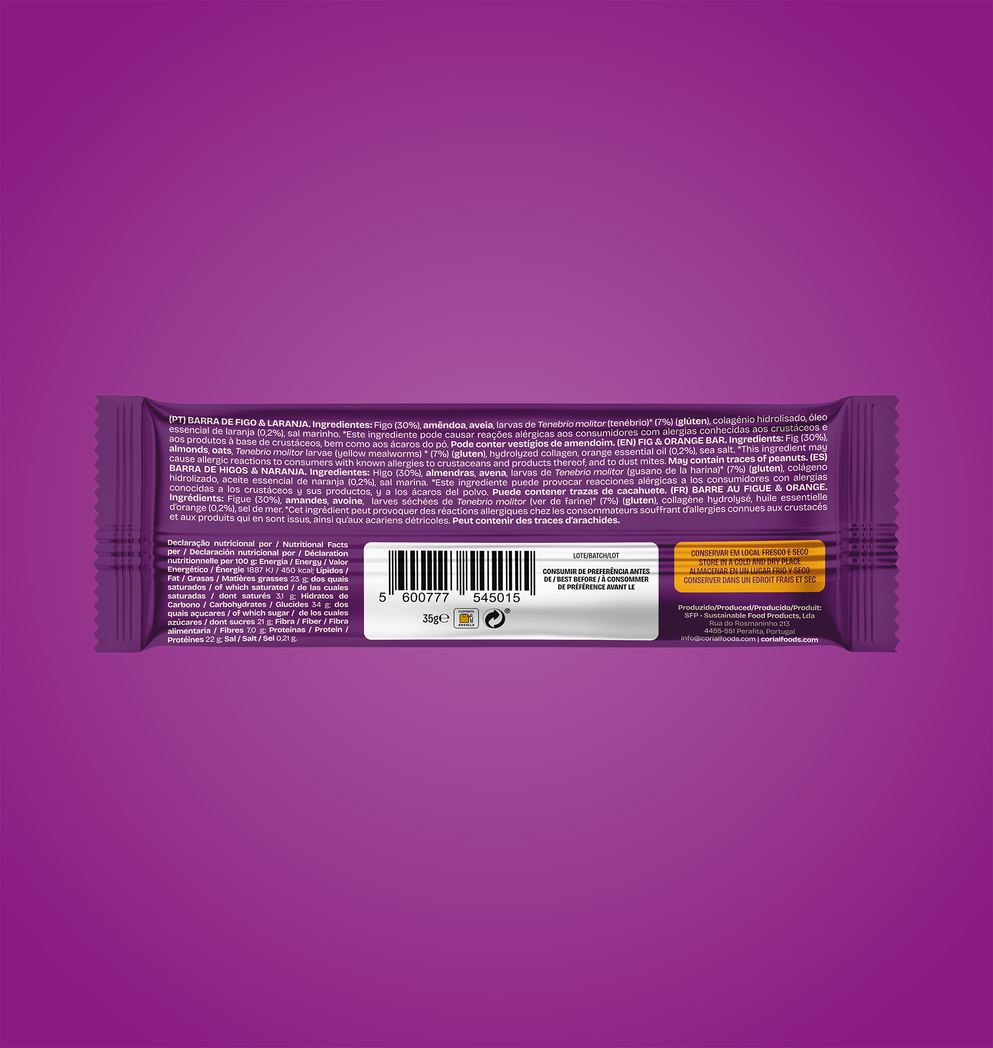 CORIAL FOODS - Vente Barres de céréales - Barre protéines figues et orange2