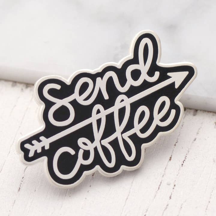 Send Coffee - Enamel Pin for wholesale by Alphabet Bags