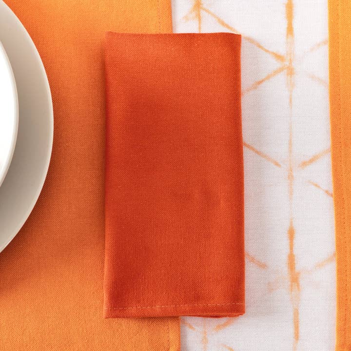 Pack of 2 plain napkins 100% Dark Orange Linen for wholesale by SG HOGAR