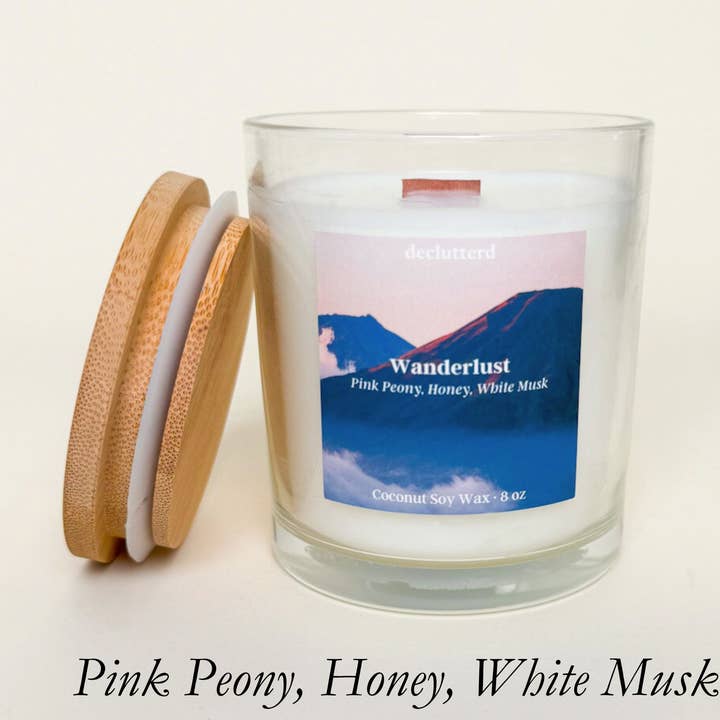 Candle Wood Wick Wanderlust Non Toxic Coconut Soy Wax for wholesale by declutterd