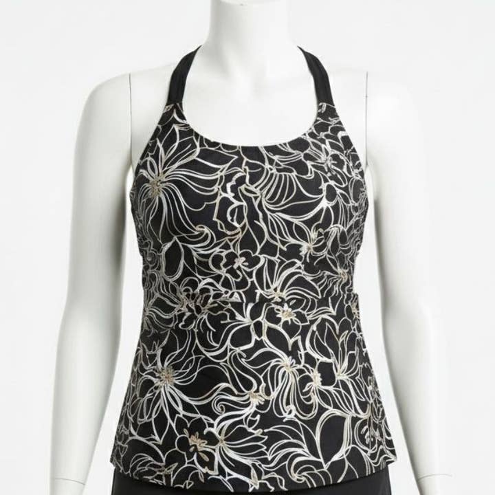 Damen Badeoberteil Schwarz Floral für den Großhandel von Kes-Vir Swimwear