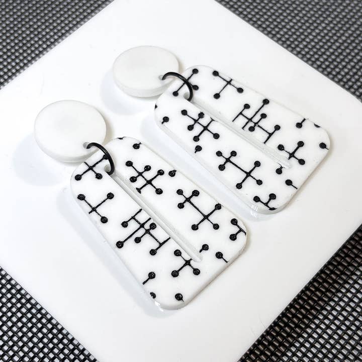 Audacious Studio - Wholesale Dangle Earrings - Large Eames Inspired Trapezoid Post Earrings in White0