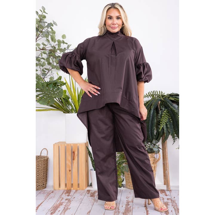 omgstyles – wholesale Top & pants set (NOT Loungewear) – Women's – Plus Size Hi Lo Two Piece Set4