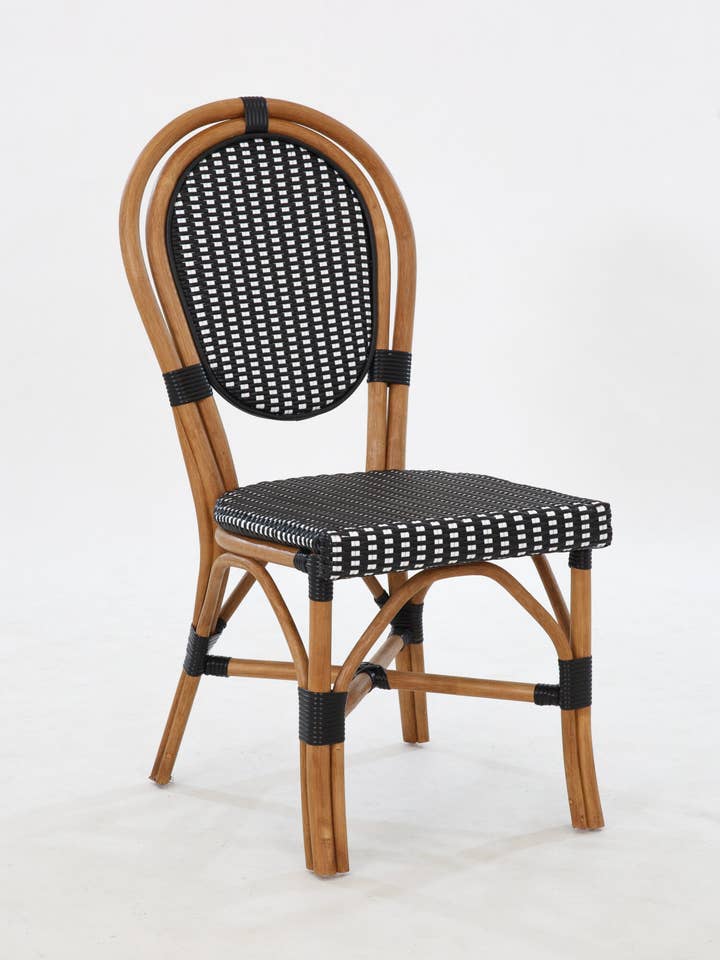 Chaise de bistrot en rotin Milano – Chaise de salle à manger noire et blanche pour la vente par Aspen Brands
