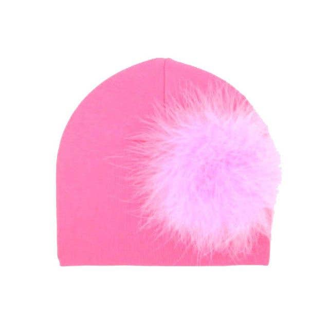 Jamie Rae Hats - Vente Bonnet pour nouveau-né – bébé - Bonnet en coton avec bouffée de marabou3