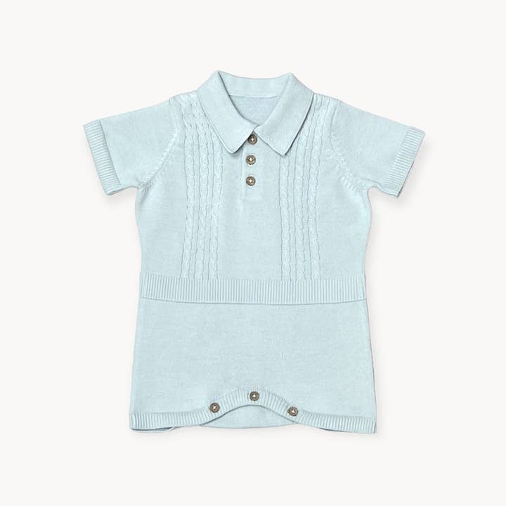 Viverano Organics - Wholesale Bodysuit (Non-Footed) - Baby - Milan Collar & Cable Knit Baby Bodysuit (Organic)
