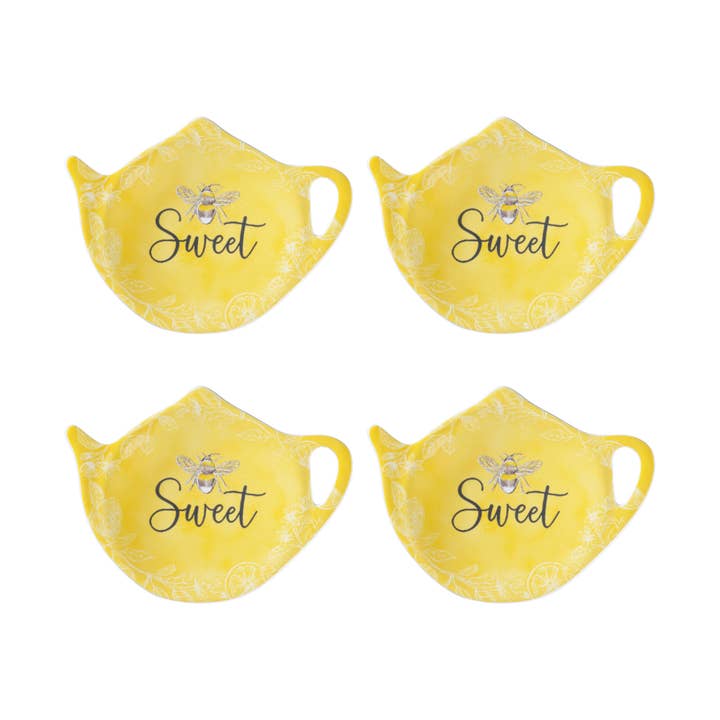 Supreme Housewares - Wholesale Tea Strainer/Infuser - 4-Piece Sweet Bee Melamine Tea Bag Holders