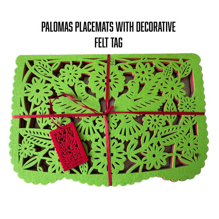 Xochico - Wholesale Placemat - Double-sided Felt "Papel Picado" Placemat Sets (Florals)18