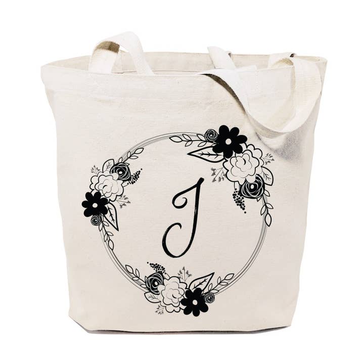 Personalized Monogram Floral Beach Tote and Handbag for wholesale by The Cotton & Canvas Co.